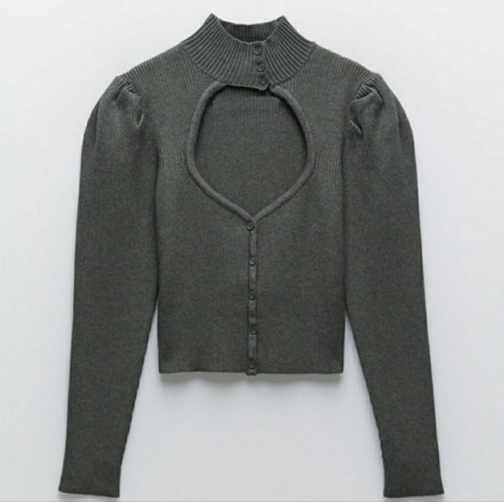 Zara high neck knit cut out top